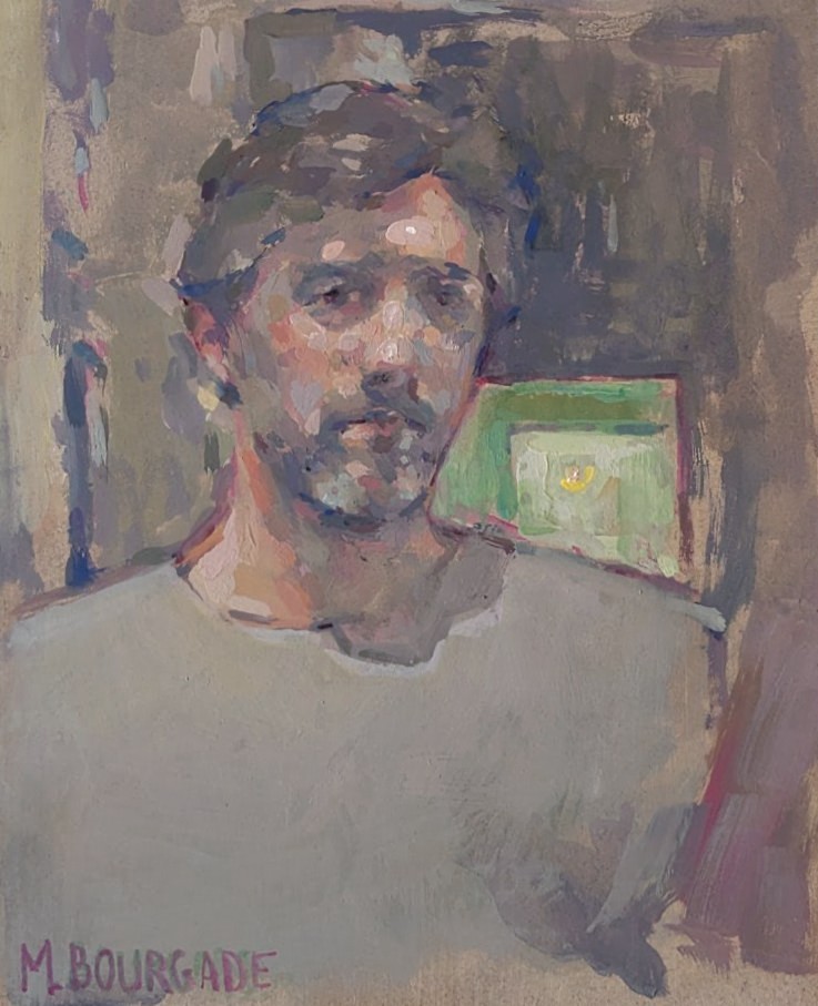 Autoportrait à l'huile de Matthieu Bourgade