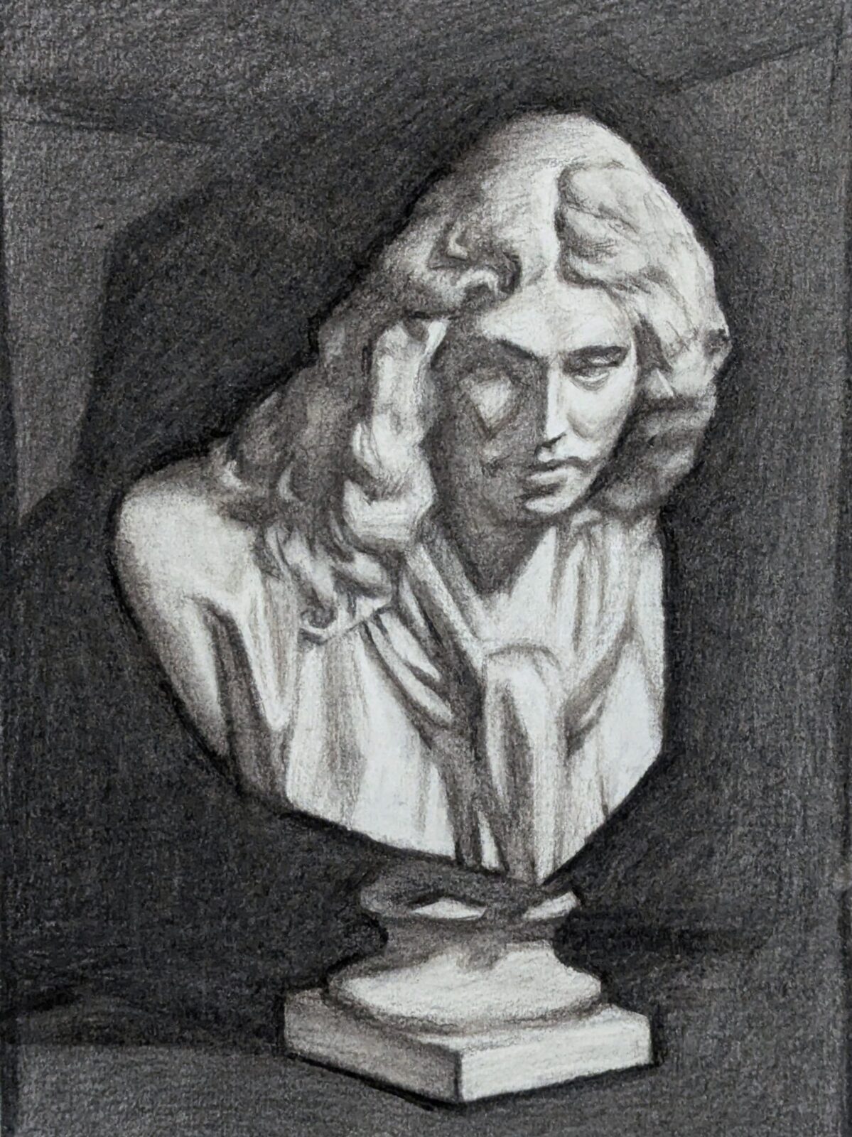 Étude au fusain du buste de Molière
