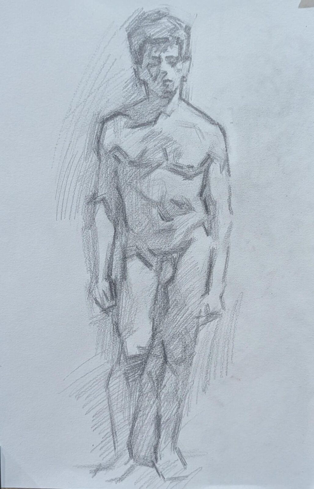 Étude de nu masculin debout, crayon